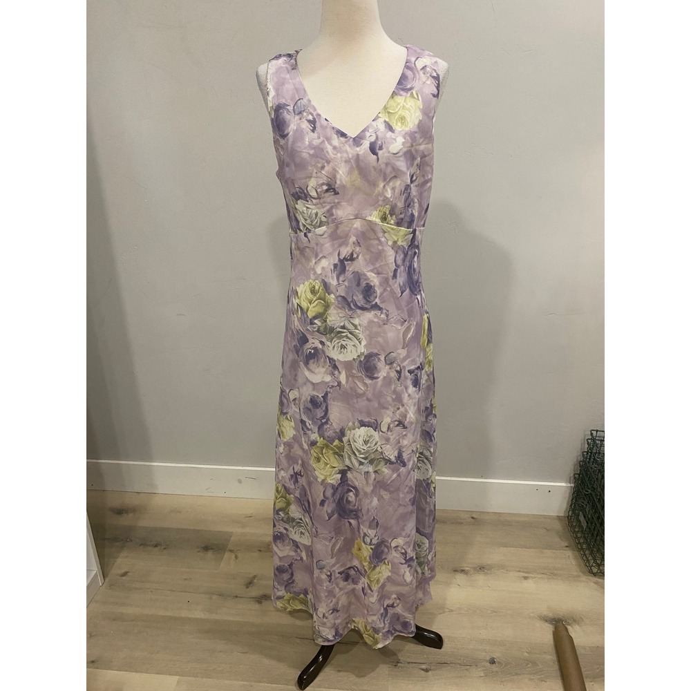 Harlow Dresses Vintage 90s Fairy Boho Satin V-Neck Maxi Dress Deadstock NWT 10